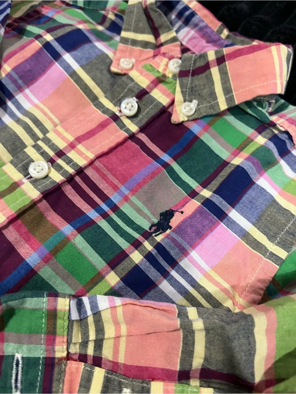 Ralph Lauren Multicolor Plaid Button-Down Shirt - Green, Pink, Blue